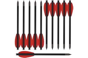 HUNTSPM 6,3" Carbon Schwere Pistole Armbrust Bolzen Pfeile,Mini Armbrustbolzen Carbon Armbrustpfeile Jagdpfeile mit scharfen Stahlspitzen für 50-110lbs Pistolenarmbrust Jagdziel Praxis