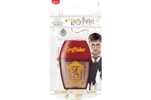 Maped - Taille-Crayon Harry Potter - Taille-Crayons avec Réservoir et 1 Trou Pour Enfants - Ergonomique et design - License Harry Potter Officielle Motif Gryffondor - Emballage recyclable