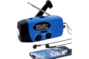 IRONSNOW Radio Solaire à Manivelle d'Urgence 5000 mAh Avec Lampe de Poche, NOAA/FM/AM, Survie Portable Avec SOS, Chargeur USB Pour Camping en Plein Air