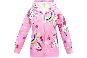 CKCKTZ Veste à capuche licorne pour fille avec fermeture éclair et manches longues - Cadeau pour enfants de 3 à 8 ans