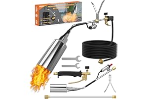 WELLUCK Propane Torch Weed Burner, Weed Torch 1,800,000 BTU Flame Weeder with CGA 510 11.5FT Hose, Heavy Duty Blow Torch with Self Igniter, Flamethrower for Weeding, Barbecue, Asphalt, Snow Melting