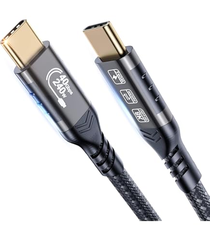 Câble USB-C 240W 80Gbps 0.3m - Compatible Thunderbolt 5/4 - Charge Rapide PD3.1, Transfert 16K