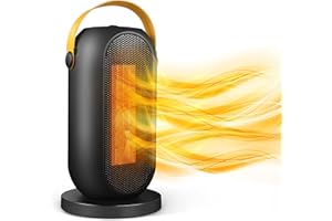 JOKOO Space Heater Portable, PTC Heater Ceramic Fan Heater Quiet 600/1200W, Electric Fast Heating Thermostat, 90° Oscillating Personal Mini Heater Fan with Overheat & Tip-Over Protection for Home Office