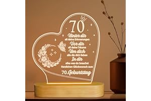 ‎OKIYID OkiyiD Geburtstag Frau Mann, 70. Geburtstagsgeschenke - Acryl Nachtlicht Geschenke Deko, 70. Geburtstag für Vater, Mutter, Freunde, Ehemann, Ehefrau, 70. Geburtstagsgeschenkideen