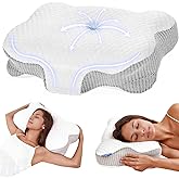 Dozion Cervical and Neck Pillow, Ergonomic Memory Foam Cervical Pillow, Orthopedic Pillow for Head/Neck/Shoulder Support, Sid