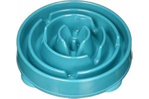Outward Hound Fun Feeder Slo Bowl - Slow Feeder Dog Bowl - No Bloat - No Choke - Large - Turquoise