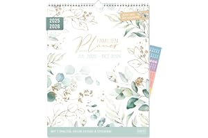 ‎HÄFFT Häfft® Family Planner XXL 2025/2026 with 7 Columns "Gold Leaf" Wall Calendar 33 x 44.3 cm Family Calendar, Wall Planner Running Time 18 Months: Jul 25 to Dec 26 - Sustainable and Climate Friendly