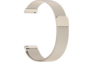 Amzpas Armband für Garmin Vivoactive 4S/Venu 3S/Venu 2S/Vivomove 3S Armband Damen Herren,18mm Edelstahl Mesh Metall Ersatzarmbänder für Garmin Forerunner 255S/265S(Champagner)