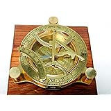 Bussola con meridiana in ottone, 10,2 cm, completamente funzionale, bussola d'antiquariato