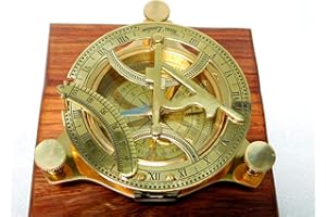 NAUTICAL WORLD Bussola con meridiana in ottone, 10,2 cm, completamente funzionale, bussola d'antiquariato