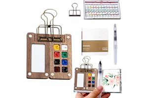 AURIVEE Mini Boîte de Peinture Aquarelle - Palette Portable en Bois 8 Cases, Set pour Aquarelle