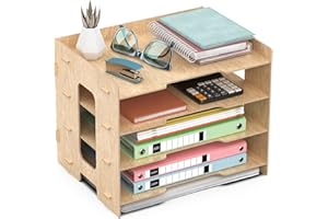 JOPOO Holz Büro Schreibtisch Briefablage Dokumentenablage A4 Papierablage