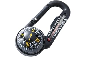 BEAHING Clip On Compass Hiking, Compass Keychain Temperature Pocket Survival Compass Plastic Hiking Compass with Carabiner and Thermometer for Hiking Camping
