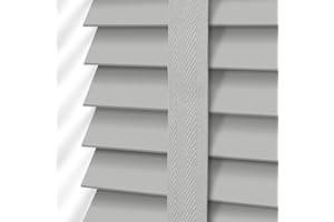 Ev Dekor Grey Faux Wood Wooden PVC Window Venetian Blind/Blinds - Easy Fit Child Safe Trimmable Shutters - 50MM Slats with Matching Facia (Grey, Width: 165cm / Length: 150cm)