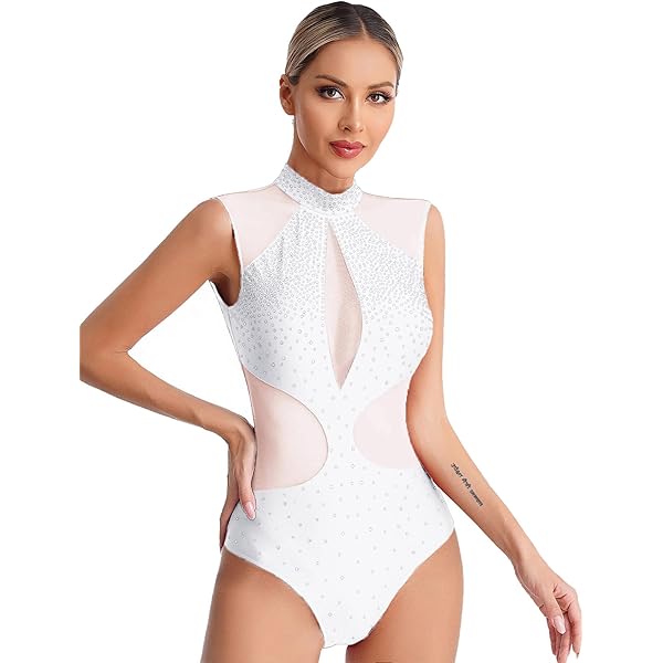 Body Da Danza YEAHDOR Donna Con Strass - Per Balletto, Jazz E Pattinaggio - Foto 6