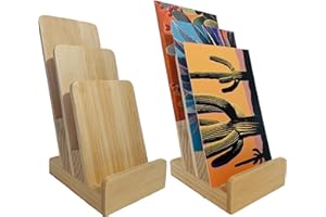 2Droids Elegant 3-Tier Pine Wood Plastic-Free Countertop Literature Holder, Brochure Holder, Card Holder, and Organizer