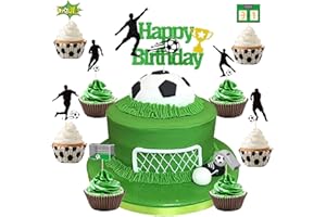Silars Decoracion Tarta Futbol, 9pzs Papel Topper Tarta Futbol Decoracion para Pastel de Futbol, Happy Birthday Cake Topper para Decoraciones de Pasteles de Cumpleaños en Fiestas de Cumpleaños (B)