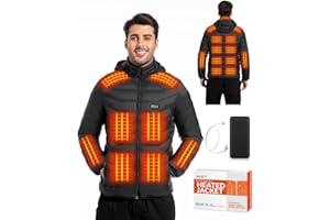 Mimo Style Heated Jackets for Men，Long Sleeve Heated Gilet with 21 Heat Zones, 4 Controls, Heated Jacket with 20000mAh Power Bank, 3 Heat Settings Heated Coat for Women Men Outdoor Hiking Riding