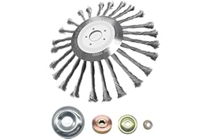 Viilich Cepillo para Malas Hierbas,255 x 25,4 mm,cónico,con 4 adaptadores,desbrozadora,Cepillo de Alambre,Cepillo para desmalezas para Eliminar eficazmente Las Malas Hierbas y el Musgo (10 Pulgadas)
