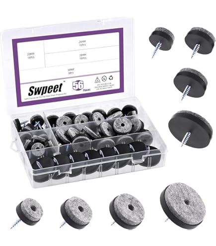 Adsamm® / 32 X Patins En Feutre Avec Vis / Blancs / 20 Mm / Rond / Patins Glisseurs Pour Visser De Qualité Top De Adsamm