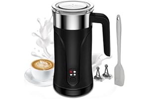 Ovetedot Montalatte Elettrico, Automatico 4 in 1 Cappuccinatore Elettrico, Schiuma di Latte Calda e Fredda, Montalatte Silenzioso per Caffè, Cappuccino, Macchiato, Cioccolata Calda, Nero