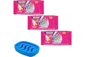 Vanish Soap Bar 3 x 75g Vanish Stain Remover Bundle with Glameno Soap Dish Holder