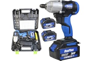 ZhanGe ZanGe Cordless Wheel Nut Gun Impact Wrench 2x6.0 Ah Li-ion Battery, 1/2" Drive 420N.m,4 Impact Socket,Variable Speed Trigger,LED Light, Power Tool Case