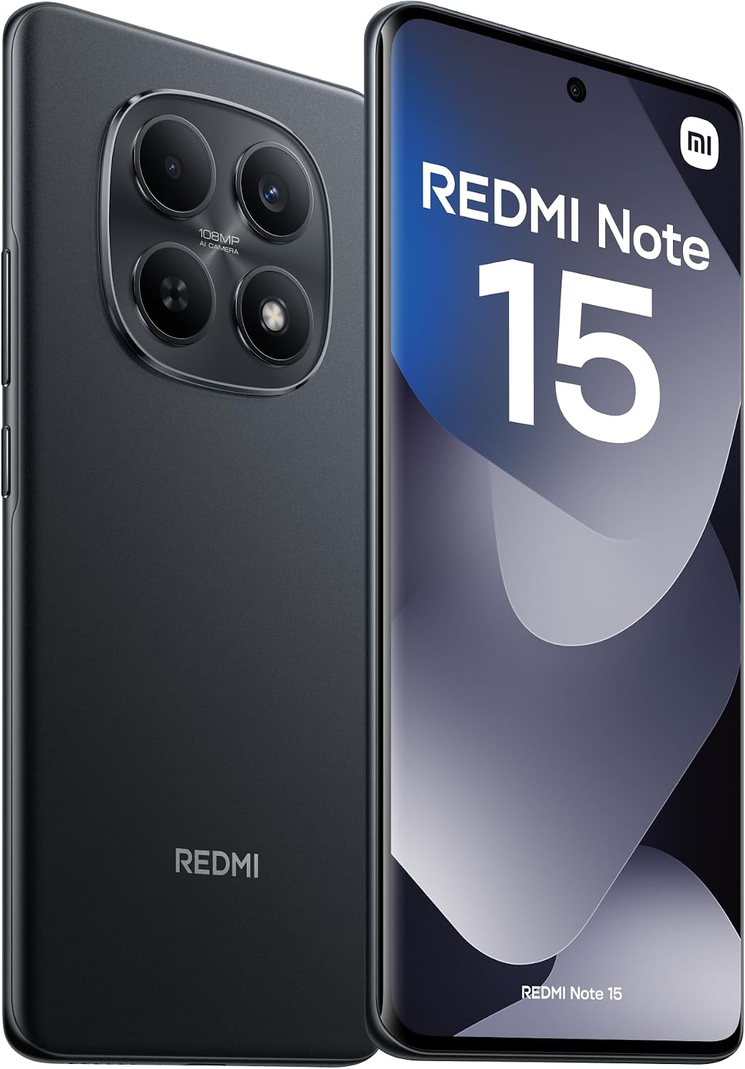 XIAOMI REDMI Note 15 - Smartphone de 8+256GB, Pantalla AMOLED FHD+ de 6,77", MediaTek Helio G100-Ultra, cámara de 108MP, batería de 6000 mAh, Cargador no Incluido, Negro (Versión ES)