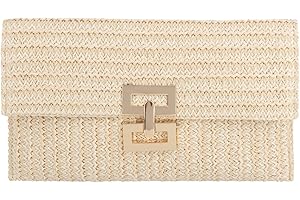 EVEOUT Bolso de Boda Clutch de Paja para Fiesta y Vacaciones Playa