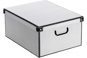 Lavatelli Scatola in cartone con coperchio, per armadio, organizer per vestiti e biancheria, per cambio stagione o per confezione regalo, Grande, Muschio Bianco 39x50x24 cm