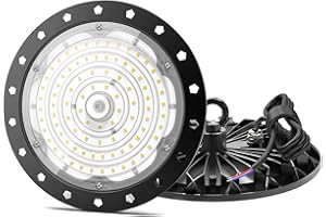 Royana 200W 20000LM UFO Lámpara Alta Bahía 6500K Blanco Frío LED Salón Proyector Lámpara Taller, Impermeable IP65 Brillante Iluminación Comercial Bahía Luces para Almacén, Garaje Fábrica, Taller