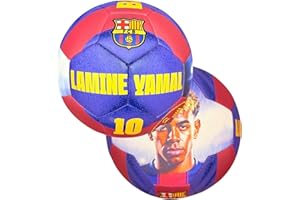 SaoTi Balón de Fútbol Barcelona Jugador Lamine Yamal - Talla 5 Estándar - Diseño Blaugrana con Retrato, Firma Impresa y Escudo del Club - Ideal para Entrenamiento y Coleccionistas