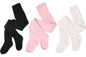 Dsaren 3 Paires Collant Enfant Coton Bebe Collant Fille Hiver Thermiques Chaussettes Collant Thermique Enfant Collant Chair Collants Bébé Fille Tricotées Jambières Cadeau Anniversaire Noël