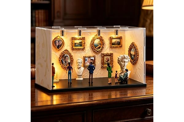 LUKIUP DIY mini museum silhuettbox, kreativ minnessaksats med 6 figurer 9 guldram 2 skulptur som avslutningspresent jubileumsgåva födelsedagspresent