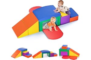 STYPLZ Jouets d'escalade,Mousse Blocs de Construction Jouets éducatifs, Parcours motricité bébé 6 Briques géantes en Mousse Jeu de Construction de châteaupour Tout-Petits Bébé 1 Ans+, Multicolore