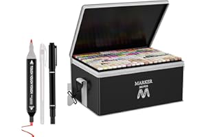 AOMEES 262+4 Zestaw markerów, dwustronne, żywe kolory, wysoka trwałość kolorów, bezpieczne i szybkoschnące, markery graffiti do komiksów, szkicowania, kaligrafii, rysowania