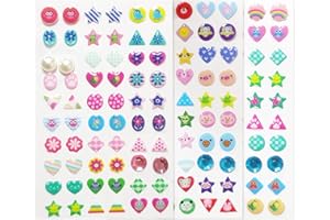 CHEERYMAGIC Stick on Earrings, 180PCS 3D Gems Sticker for Girls Sticker Earrings Self-Adhesive Glitter Craft Crystal Stickers Multiple Colors & Shapes for Girls Kids Children A7ETCSET (Colored)
