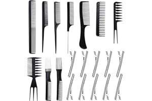Faburo 20 PCS Hair Combs Set Hair Stylists Hir Cips Professional Styling Comb & Care Clip Set, Anti-static Barber Comb Hair Dying Accessories Men Women Salon & Home