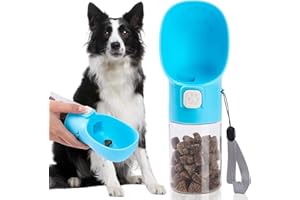 Colorday Handheld Dog Feeder Treat Dispenser with Built-in Clicker & Treat Pouch. for Training Walking Hiking Traveling. (6.7 OZ, Blue)