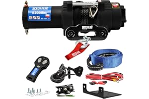 ‎HUSAR WINCH Husar Winch Elektrische Seilwinde 12V, 3000 lbs 1360 kg, Synthetisches Seil 12 Meter lang, sehr stark, kabellose Steuerung, automatische Bremse, Planetengetriebe - ideal für Quads und ATV/UTV