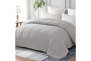 Yebeda Piumino per 4 stagioni, 220 x 240 cm,Trapunta in Microfibra, Piumone per Letto Matrimoniale, Traspirante e Super Morbido per Tutte le Stagioni, Grigio Chiaro