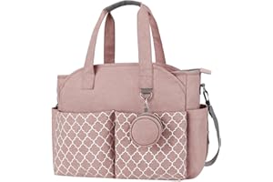 Perfeclan Multifunction Nursing Tote Bag, Versatile Motherhood Bag, Extra Large Diaper Organizer with Adjustable Strap, Portable Baby Care Bag for Travel and Daily Motherhood Activities, Pink