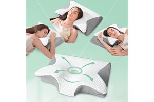 FEYIDEO Nackkudde, Memory Foam Kudde, Minnesskumkudde, 2in1 Nackstödskudde, Ergonomisk Kudde för Rygg-, Sido- och Magsovare, 60x40x12/14cm