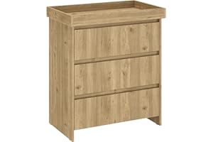 Shefa Kids Cremona Oak 3-Drawer Baby Changing Table with Drawers – Ergonomic Baby Changing Unit & Diaper Changing Station, Convertible Changing Table Unit