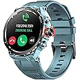Military Smart Watch for Men Rugged Tactical Smartwatch Bluetooth (Answer/Make Calls) 1.32'' HD Fitness Watch Heart Rate Monitor Sleep Tracker (Blue)