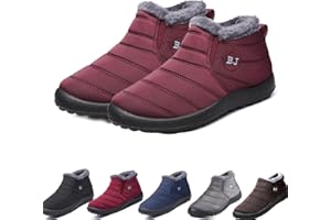 YYJJ Boojoy Winter Boots, Womens Winter Snow Boots Waterproof Anti-Slip Ankle Booties Fur Lined Warm Shoes