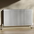 Heilmetz Column Radiator Horizontal Double, 600x1200mm Traditional White 2 Column Radiators Central Heating Radiator Cast Iron Style