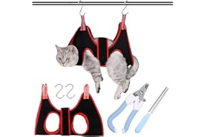 deegbbyi Hamaca Aseo Mascotas, Kit de Accesorios de Aseo, Hamaca Multifuncional con Cortaúñas, Lima de Uñas, para Animales Pequeños Perros y Gatos Cortar Las Uñas, Cuidado de Garras