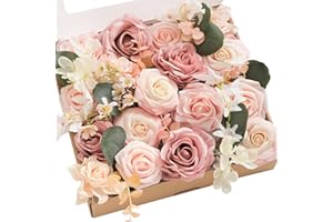 Ling's Moment Artificial Flowers Combo for DIY Wedding Bouquets Centerpieces Arrangements Party Baby Shower Home Decorations (Vintage Blush)