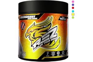 Rez | Energy Drink en Poudre | Boisson Énergisante SANS Sucre | Colorants et Arômes Naturels | Fabriqué en France | 40 Shakers en 1 Pot (400g (Lot de 1), Tropical)